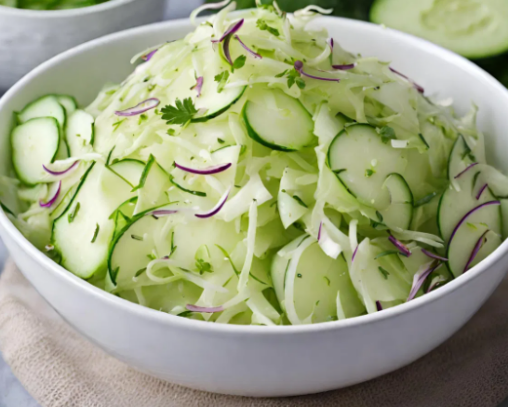 Komkommer salade met witte kool